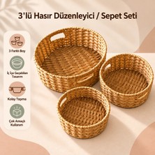 PratikBir 3'lü Hasır Düzenleyici / Sepet Seti