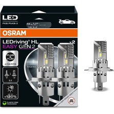 Osram 12V H4/H19 Xenon LED Far Ampul Seti 25W + %120 Parlak Işık 6500K 2000 Lümen P43T/PU43T