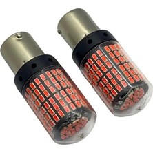 YLZ 12V-30V 93 Ampul 144 Ledli  Kırmızı Düz Tırnak BA15S (2 Ad)
