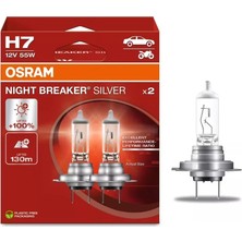 Osram 12V H7 Ampul 55W +%100 Parlak Işık +130 Metre Fazla Görüş Nıght Breke Sılver (2 Ad)