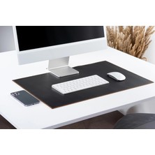 LWA Leather Rustik Deri Masa Matı – El Yapımı 1,5 mm Eskitme Görünümlü Çalışma Masası Koruyucu Siyah 12X30" - 30X75 cm