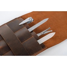 LWA Leather Hakiki Eskitme Deri Manikür Seti Çantası - El Yapımı Kişisel Bakım & Manikür Organizerı Standart Mat Siyah