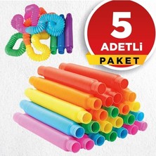 Bemy Ticaret Pop Tubes Pop Tube Popit 5 Adet Esnek Tüp Boru Eğitici Duygusal Oyuncak