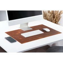 LWA Leather Rustik Deri Masa Matı – El Yapımı 1,5 mm Eskitme Görünümlü Çalışma Masası Koruyucu Camel 15X42" - 38X106 cm
