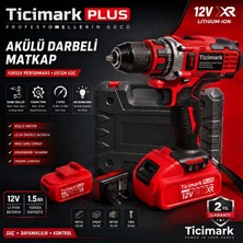 Ticimark 12V Xr Li-Ion Çift Akülü Darbeli Şarjlı Matkap Seti