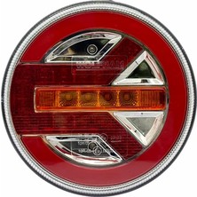 Wolfram 12V-24V Stop Lambası Yuvarlak (Neon Ledli-Kayar Sinyalli) (3 Fonksiyonlu) (140*35 Mm) E9 Sol