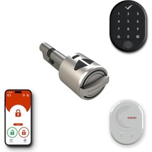 Bemy Ticaret Utopic R+ Akıllı Kilit, Telefondan Kontrol ve Şarjlı Akıllı Kapı Kilidi - Kolay Montaj, Deliksiz Montaj (Utopic R + Wifi Köprü + Parmak Izi/tuş Takımı) (Google Home ve Alexa Uyumlu)