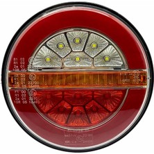 Wolfram 12V-24V Stop Lambası Yuvarlak (Neon Ledli-Kayar Sinyalli) (4 Fonksiyonlu) (140*35 Mm) E9 Sol