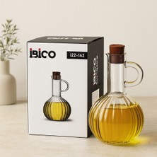 Dorasan 300 ml Mini Cam Yağdanlık - Çizgili Desen, Bambu Mantar Tıpalı