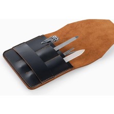 LWA Leather Hakiki Eskitme Deri Manikür Seti Çantası - El Yapımı Kişisel Bakım & Manikür Organizerı Standart Siyah ve Tütün Rengi