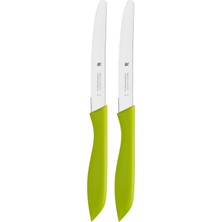 Bemy Ticaret 2 Parça Kahvaltı Bıçağı Seti, 23 Cm, Tırtıklı Ekmek ve Sandviç Bıçağı, Özel Bıçak Çeliği, Plastik Sap, Yeşil