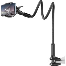 Bemy Ticaret Saıjı Ivy-95 Akrobat Esnek Telefon Tutucu, Uzunluğu 38.6” Esnek Deri Sarmalı Kol Havai Cep Telefonu Montaj Standı, 360° Ayarlanabilir Kelepçe Klipsli, 4-7” Tüm Cep Telefonlarıyla Uyumlu Siyah