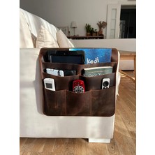 LWA Leather Deri Koltuk Kolçak Düzenleyici, Dergiler, Tabletler, Uzaktan Kumandalar, Kitaplar ve Aksesuarlar Için 6 Cepli El Yapımı
