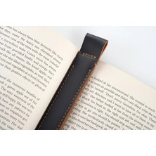 LWA Leather Deri Kitap Ayracı, El Yapımı Dikişli Kitap Ayracı 10 Adet Siyah - Kahve