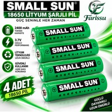 farissu Small Sun Xty 18650 Şarj Edilebilir Lityum Iyon Pil 3.7V 2400MAH - 45 gr Yüksek Performanslı Li-Ion Pil