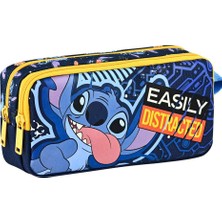 Elit Stitch Çift Bölmeli Mavi Kalem Çantası