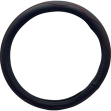 Pmx Direksiyon Kılıfı (Siyah-Kırmızı Dikişli) (Suni Deri) (38 Cm)