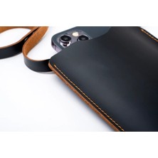 LWA Leather Deri iPhone Pro Max Kılıfı, El Yapımı 1.9 mm iPhone Kılıfı (Pro Max 14/15/16/17 Için), Kişiselleştirilmiş iPhone Kılıfı, Siyah ve Tütün Rengi