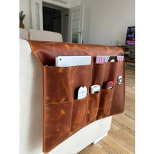 LWA Leather Deri Koltuk Kolçak Düzenleyici, Dergiler, Tabletler, Uzaktan Kumandalar, Kitaplar ve Aksesuarlar Için 7 Cepli El Yapımı