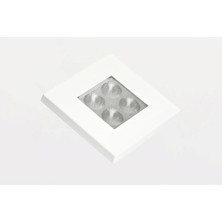 FRISTOM 12V-24V TAVAN LAMBASI 4-LEDLİ KARE (GRİ ÇERÇEVELİ) (GÜN IŞIĞI) (75 MM) E9