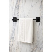 Esmana Living Kare Yapışkanlı Havluluk Siyah Uzun Havluluk Banyo Mutfak Havluluğu