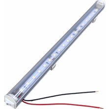 ÜÇLER 24V Floresan Tavan Lambası 18 Ledli Anahtarlı Beyaz (Şeffaf Cam) (27 Cm)