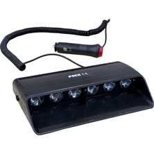 Pmx 12V Escort Çakar Flaş Lamba 18W 6 Ledli 10 Fonksiyonlu (Torpido Üstü) (Kırmızı/mavi) (185*105 Mm)
