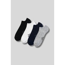 Erkek 4'lü Paket Pamuk Sneaker Görünmez Çorap Çok Renkli