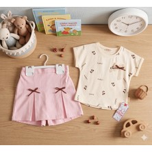 Mini Clup Kız Çocuk Şort Etek Takım Açık Pembe - 5 Yaş