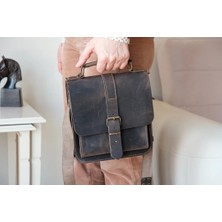 LWA Leather Eskitilmiş Deri Boru Şeklinde Postacı Çantaları, El Yapımı Boru Şeklinde Omuz Çantaları 8 Borulu