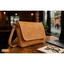 LWA Leather Hakiki Eskitme Deri Postacı Çantası - El Yapımı Omuz & Laptop Çantası (Evrak & Iş Çantası) Standart