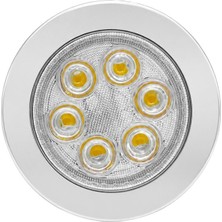Sanel 12V-24V Spot Tavan Lamba 6 Ledli 3000K Sıcak Beyaz (Su Geçirmez) (90 Mm) (Butonsuz)