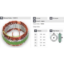12V ALTERNATÖR STATÖR MITSUBISHI TİPİ 70 A (3 UÇLU)