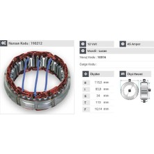 12V ALTERNATÖR STATÖR LUCAS TİPİ 45 A (3 UÇLU)  ACR 17/18