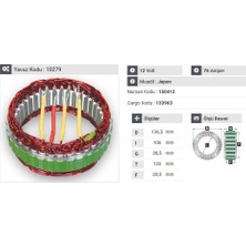 12V ALTERNATÖR STATÖR 75 A (4 UÇLU) (KLİMALI) HYUNDAI H100/STAREX