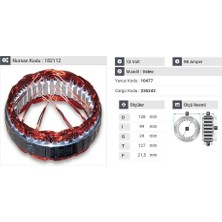 12V ALTERNATÖR STATÖR VALEO TİPİ 90 A (6 UÇLU)