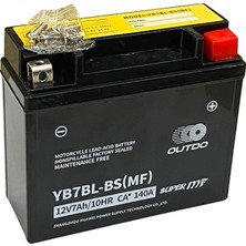 YLZ Outdo 12V 7 Ah Motosiklet Aküsü Agm Tech 140 A (En) (148*60*128) (YB7BL-BS-MF) (2.21 Kg)