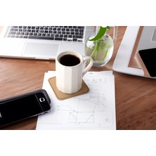 LWA Leather Hakiki Deri 6'lı Bardak Altlığı Seti - El Yapımı Bitkisel Tabaklanmış Deri Bardak Altlığı 12X12 cm Fildişi