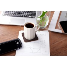 LWA Leather Hakiki Deri 6'lı Bardak Altlığı Seti - El Yapımı Bitkisel Tabaklanmış Deri Bardak Altlığı 12X12 cm Mocha