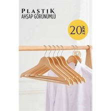 Dorasan Ahşap Görünüm Plastik Askı 20 Adet Krem 720521