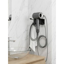Eyzo Home Saç Kurutma Makinesi Standı Siyah Metal ve Paslanmaz