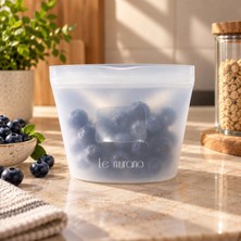 Le Murano Mood 250 ml Hava ve Sıvı Sızdırmaz Kilitli Silikon Saklama Torbası, %100 Platinum Silikon, BPA Free, Mikrodalga ve Dondurucu Uyumlu, Tekrar Kullanılabilir Gıda Saklama Poşeti, LM0005/24