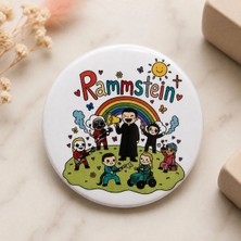 Mashspot Rammstein Esintili Retro Kawaii Metal Rozet 58 mm | Rainbow Rock Tasarımlı Pin Rozet Çanta Ceket Aksesuarı