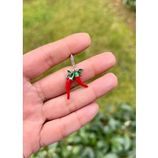 Defne Silver Kırmızı Biber Charm Ikili