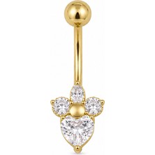 Defne Silver Cerrahi Çelik Taşlı Göbek Piercing