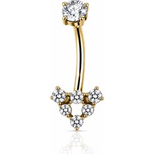 Defne Silver Titanyum Taşlı Kalp Göbek Piercing