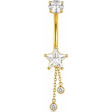Defne Silver Cerrahi Çelik Yıldız Göbek Piercing