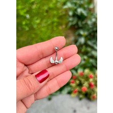 Defne Silver Cerrahi Çelik Kanat Göbek Piercing