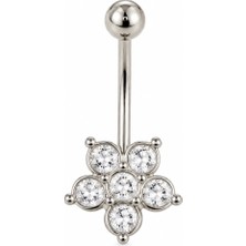 Defne Silver Cerrahi Çelik Çiçek Göbek Piercing