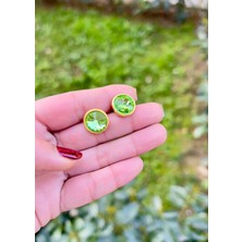 Defne Silver Kristal Düğme Küpe